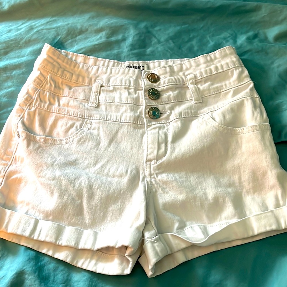 High waisted white shorts